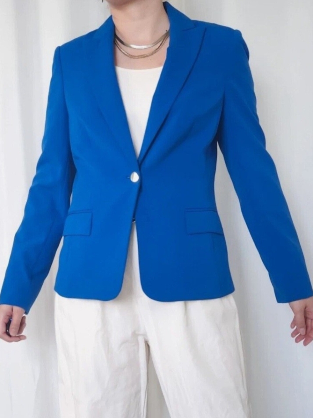 Calvin Klein Cobalt Blue Single-Button Tailored Blazer